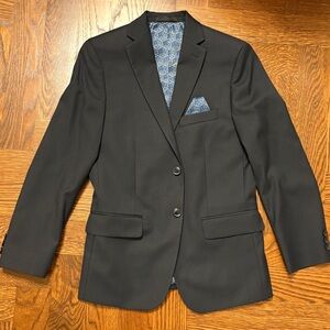 Formal Navy Blazer with Blue Patterned Lining